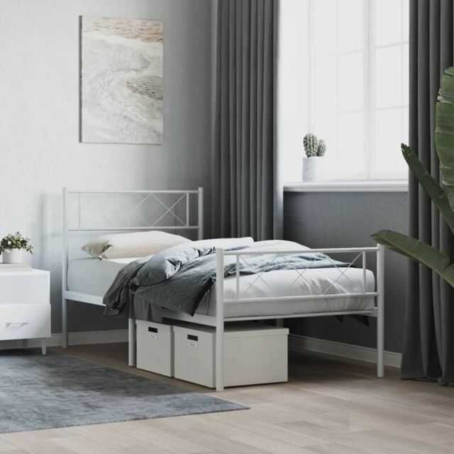 Berkfield Home Metal Bed Frame with Headboard & Footboard White 80x200 cm - image 1