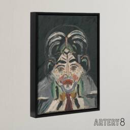 "Artery8 Head of a Woman Portrait Kubincan Black Framed Canvas Wall Art Print in Grey - Size: W12"" x H16""" - thumbnail 2