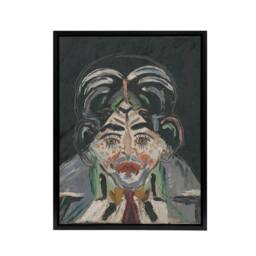 "Artery8 Head of a Woman Portrait Kubincan Black Framed Canvas Wall Art Print in Grey - Size: W12"" x H16""" - thumbnail 1