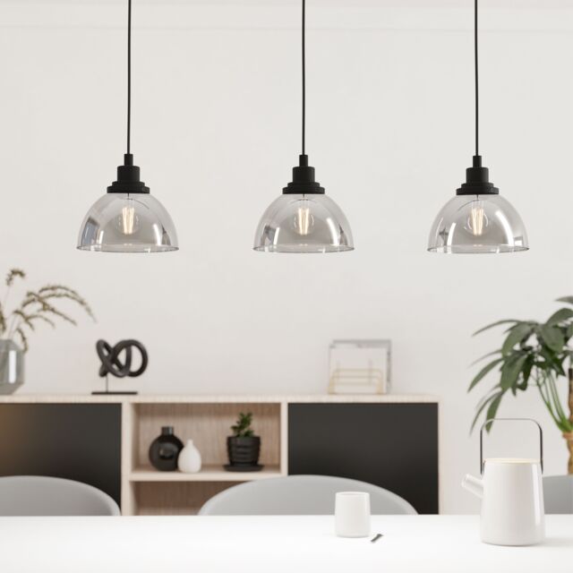 Eglo Beleser Glass & Metal 3-Light Ceiling Pendant in Black - image 1