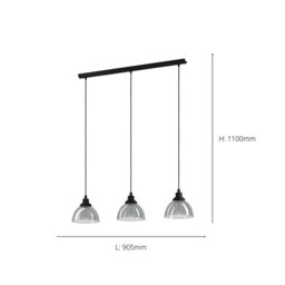 Eglo Beleser Glass & Metal 3-Light Ceiling Pendant in Black - thumbnail 4