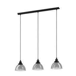 Eglo Beleser Glass & Metal 3-Light Ceiling Pendant in Black - thumbnail 2