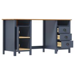 Berkfield Home Desk Hill Grey 150x50x74 cm Solid Pine Wood in Dark Blue - Size: 150 x 50 x 74 cm - thumbnail 3