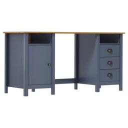 Berkfield Home Desk Hill Grey 150x50x74 cm Solid Pine Wood in Dark Blue - Size: 150 x 50 x 74 cm - thumbnail 2