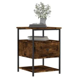 Berkfield Home Durable Bedside Cabinet Smoked Oak 40x42x56 cm Engineered Wood in Brown - Size: 40 x 42 x 56 cm - thumbnail 1