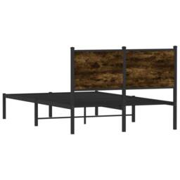 Berkfield Home Metal Bed Frame without Mattress Smoked Oak 120x200 cm in Brown - Size: Small Double - thumbnail 7