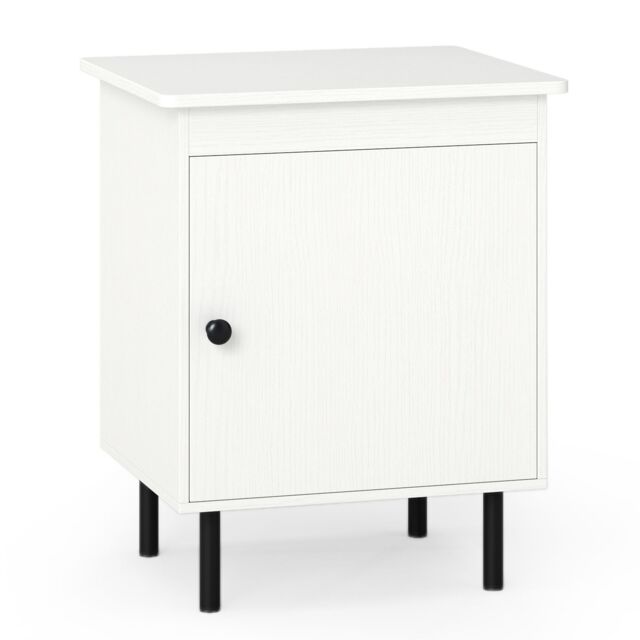 Costway 2-Tier Nightstand Modern Bedside Table with Single Door Cabinet in White - image 1