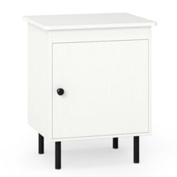 Costway 2-Tier Nightstand Modern Bedside Table with Single Door Cabinet in White - thumbnail 1
