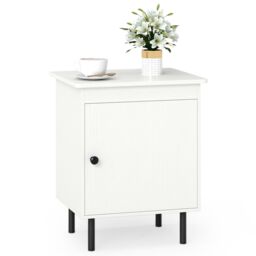 Costway 2-Tier Nightstand Modern Bedside Table with Single Door Cabinet in White - thumbnail 9