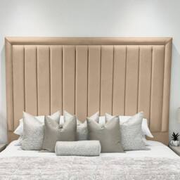Living Comfort Bedz Hampton Slatted Base Upholstered Bed with 54-Inch panel Headboard in Beige - Size: Double - thumbnail 3