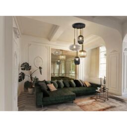 Netlighting Norma 4 Light Cluster Pendant Black Brass 3 Crystal Tones E27 - thumbnail 2