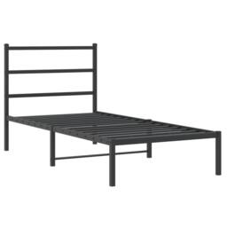 Berkfield Home Metal Bed Frame without Mattress with Headboard Black 90x200cm - Size: 90x200 cm - thumbnail 1