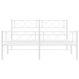 Berkfield Home Metal Bed Frame with Headboard & Footboard White 120x200 cm - Size: Small Double - thumbnail 4