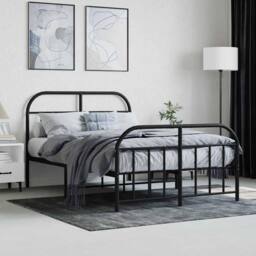 Berkfield Home Metal Bed Frame with Headboard & Footboard Black 180x200 cm Sup… - Size: Small Double - thumbnail 4