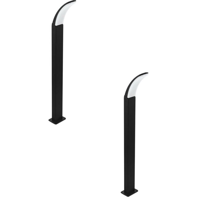 Loops 2 PACK IP44 Outdoor Bollard Light Black Aluminium 11W Built in LED Lamp Post - image 1
