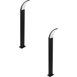 Loops 2 PACK IP44 Outdoor Bollard Light Black Aluminium 11W Built in LED Lamp Post