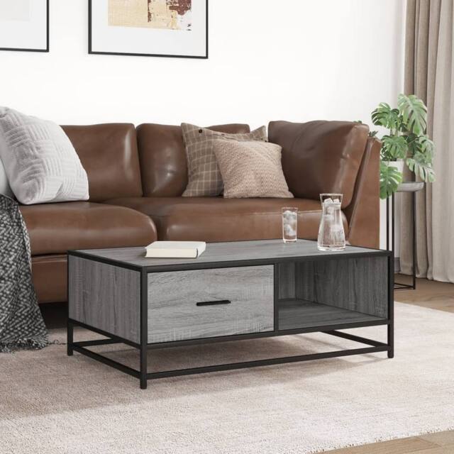 Berkfield Home Durable Coffee Table Grey Sonoma 90x57x35 cm Engineered Wood & Metal - Size: 90 x 57 x 35 cm - image 1
