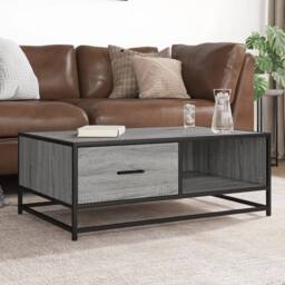 Berkfield Home Durable Coffee Table Grey Sonoma 90x57x35 cm Engineered Wood & Metal - Size: 90 x 57 x 35 cm - thumbnail 2