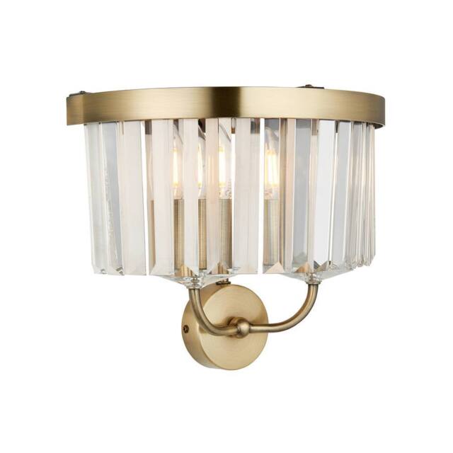 Netlighting Ascoli Wall Lamp Antique Brass Plate & Clear Cut Glass 2 x 6W LED E14 in Bronze - image 1