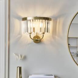 Netlighting Ascoli Wall Lamp Antique Brass Plate & Clear Cut Glass 2 x 6W LED E14 in Bronze - thumbnail 2