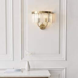 Netlighting Ascoli Wall Lamp Antique Brass Plate & Clear Cut Glass 2 x 6W LED E14 in Bronze - thumbnail 3