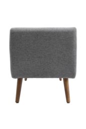 Living and Home 2-Seat Linen Upholstered Storage Bench with Side Arms and Walnut Colored Legs in Grey - thumbnail 5