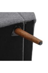 Living and Home 2-Seat Linen Upholstered Storage Bench with Side Arms and Walnut Colored Legs in Grey - thumbnail 6