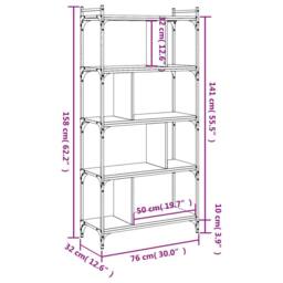 Berkfield Home Decorative Bookcase 5-Tier Smoked Oak 76x32x158 cm Engineered Wood in Brown - Size: 76 x 32 x 158 cm - thumbnail 9