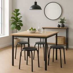Harbour Housewares Metal Stacking Stool - Matt White in Black - thumbnail 6