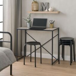 Harbour Housewares Metal Stacking Stool - Matt White in Black - thumbnail 5
