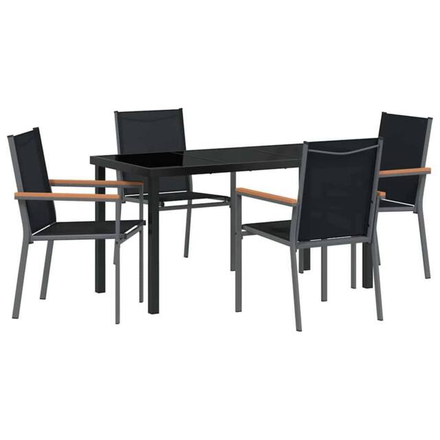 Berkfield Home 5 Piece Garden Dining Set Black Textilene & Steel - image 1