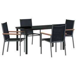 Berkfield Home 5 Piece Garden Dining Set Black Textilene & Steel