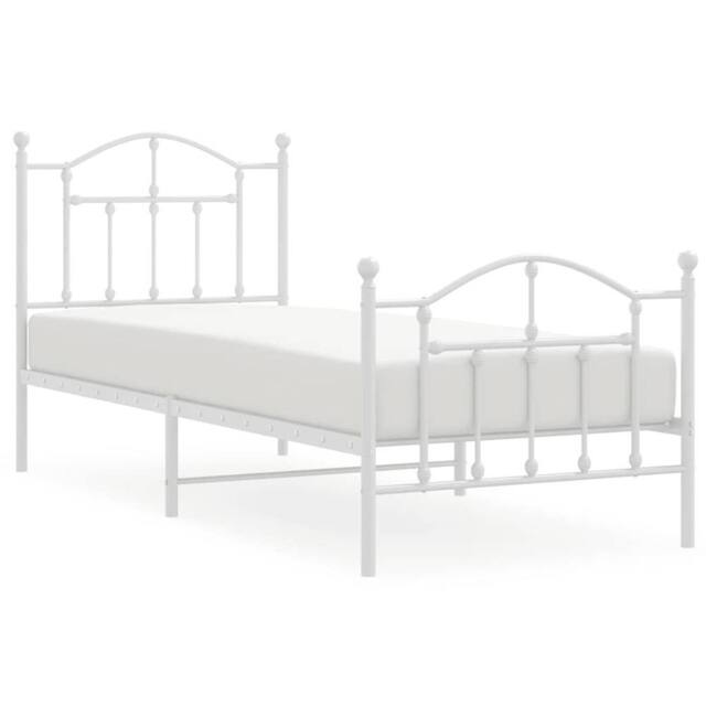 Berkfield Home Metal Bed Frame with Headboard & Footboard White 90x200 cm - image 1