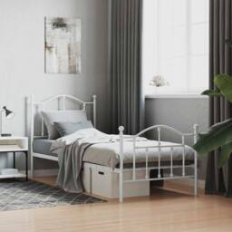 Berkfield Home Metal Bed Frame with Headboard & Footboard White 90x200 cm - thumbnail 2