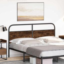 Berkfield Home Headboard Smoked Oak 160 cm Steel & Engineered Wood in Brown - thumbnail 2