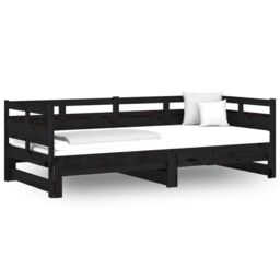 Berkfield Home Pull-out Day Bed Black Solid Wood Pine 2x(80x200) cm - thumbnail 2
