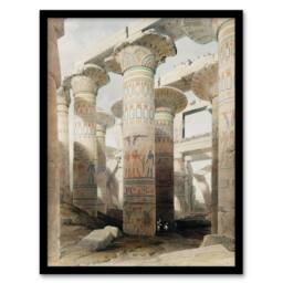 Artery8 David Roberts Framed Wall Art Karnak Temple Great Hypostyle Hall in Beige - Size: A4 - thumbnail 1