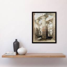 Artery8 David Roberts Framed Wall Art Karnak Temple Great Hypostyle Hall in Beige - Size: A4 - thumbnail 2