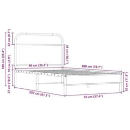 Berkfield Home Elegant Bed Frame without Mattress 90x200 cm Sonoma Oak Engineere in Brown - thumbnail 9