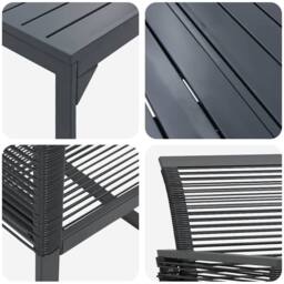 Berkfield Home 7 Piece Garden Dining Set Black Steel & Poly Rattan - thumbnail 9