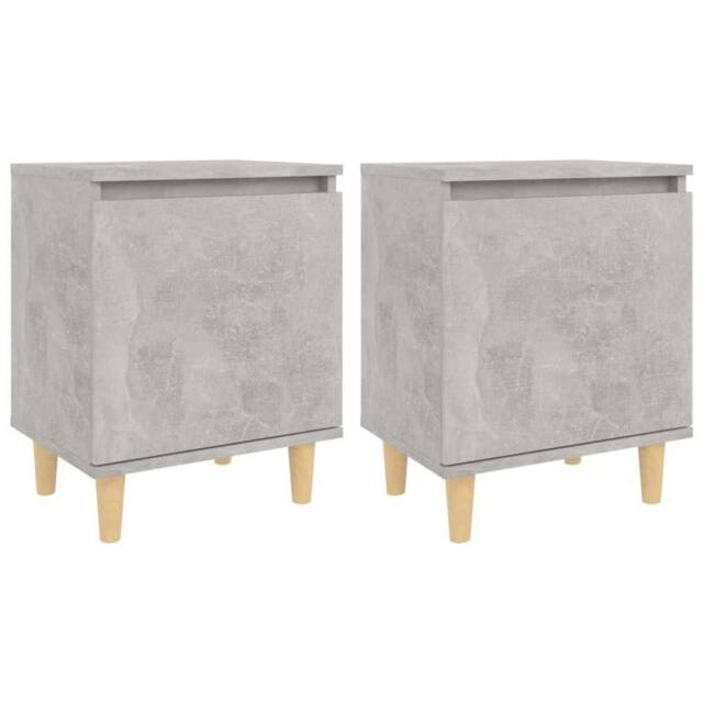 Berkfield Home Bed Cabinets with Solid Wood Legs 2pcs Concrete Grey 40x30x50cm - Size: 40 x 30 x 50 cm - image 1