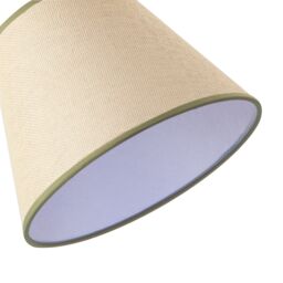 Happy Homewares Traditional Rattan Tweed Lamp Shade with Coloured Cotton Fabric Trims in Olive - Size: 10 inches - thumbnail 5