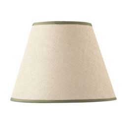 Happy Homewares Traditional Rattan Tweed Lamp Shade with Coloured Cotton Fabric Trims in Olive - Size: 10 inches - thumbnail 4