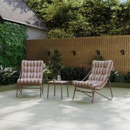 Charles Bentley Porto Terracotta Stripe 2 Seater Bistro Set - thumbnail 2