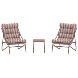 Charles Bentley Porto Terracotta Stripe 2 Seater Bistro Set - thumbnail 5