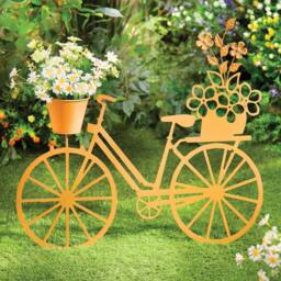 Gainsborough Rust Effect Metal Bicycle Garden Stake Planter Decoration in Orange - thumbnail 1