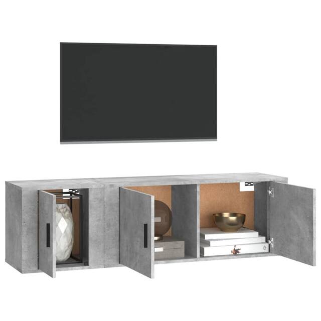Berkfield Home Classic 2 Piece TV Cabinet Set Concrete Grey Engineered Wood - image 1
