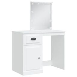 Berkfield Home Dressing Table with LED Lights White 90x42x132.5 cm - thumbnail 3