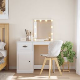 Berkfield Home Dressing Table with LED Lights White 90x42x132.5 cm