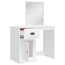 Berkfield Home Dressing Table with LED Lights White 90x42x132.5 cm - thumbnail 4